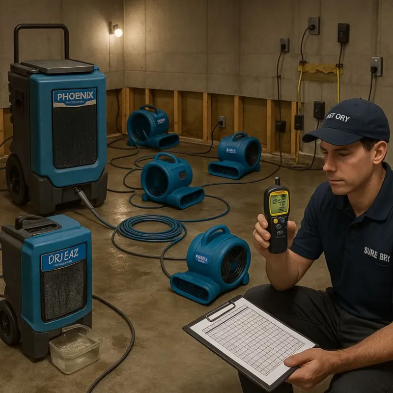 Structural Drying and Dehumidification process in Pine Grove, CA
